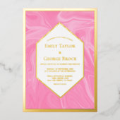 Stilvoll Girly Pink Minimal Abstrakte Hochzeit Gol Folieneinladung (Vorderseite)
