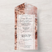 Stilvoll Girly Pink Rose Gold Leopard Glitz All In One Einladung (Innen Boden)