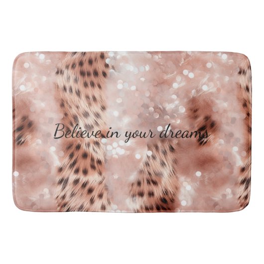Stilvoll Girly Pink Rose Gold Leopard Glitz Badematte (Vorderseite)