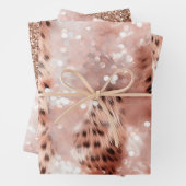 Stilvoll Girly Pink Rose Gold Leopard Glitz Geschenkpapier Set (Beispiel)