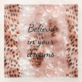 Stilvoll Girly Pink Rose Gold Leopard Glitz Glasuntersetzer (Vorderseite)