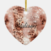 Stilvoll Girly Pink Rose Gold Leopard Glitz Keramik Ornament (Vorne)