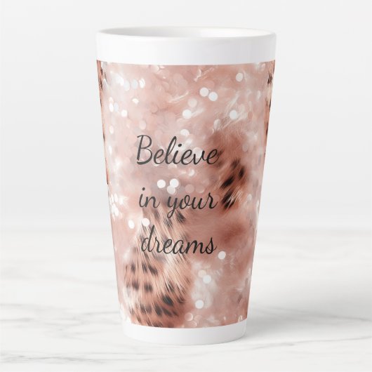 Stilvoll Girly Pink Rose Gold Leopard Glitz Milchtasse (Vorderseite)
