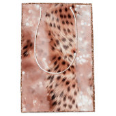 Stilvoll Girly Pink Rose Gold Leopard Glitz Mittlere Geschenktüte (Vorderseite)