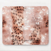 Stilvoll Girly Pink Rose Gold Leopard Glitz Mousepad (Vorne)