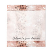 Stilvoll Girly Pink Rose Gold Leopard Glitz Notizblock (Vorderseite)