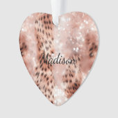 Stilvoll Girly Pink Rose Gold Leopard Glitz Ornament (Vorderseite)