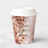 Stilvoll Girly Pink Rose Gold Leopard Glitz Pappbecher (Vorderseite)