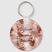 Stilvoll Girly Pink Rose Gold Leopard Glitz Schlüsselanhänger (Vorderseite)