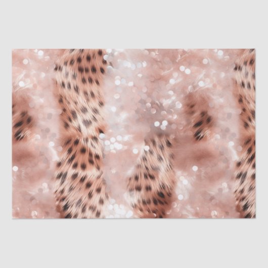 Stilvoll Girly Pink Rose Gold Leopard Glitz Seidenpapier (Vorderseite)