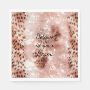 Stilvoll Girly Pink Rose Gold Leopard Glitz Serviette