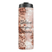 Stilvoll Girly Pink Rose Gold Leopard Glitz Thermosbecher (Vorderseite)