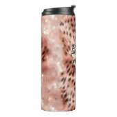 Stilvoll Girly Pink Rose Gold Leopard Glitz Thermosbecher (Nach links gedreht)