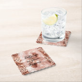 Stilvoll Girly Pink Rose Gold Leopard Glitz Untersetzer (Vor Ort)