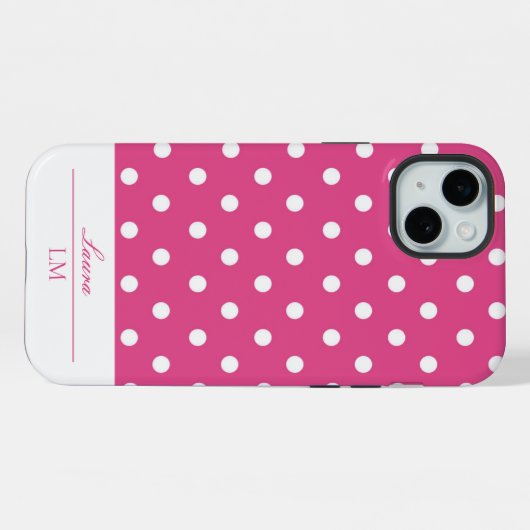 Stilvoll Girly Pink und White Polka Dots stark iPhone Hülle (Rückseite (Horizontal))