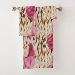 Stilvoll Girly Pink White Gold Zebra Badhandtuch Set