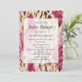 Stilvoll Girly Pink White Gold Zebra Einladung (Stehend Vorderseite)