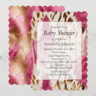 Stilvoll Girly Pink White Gold Zebra Einladung