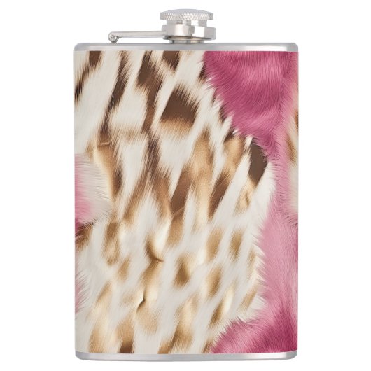 Stilvoll Girly Pink White Gold Zebra Flachmann (Vorderseite)