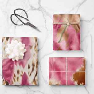 Stilvoll Girly Pink White Gold Zebra Geschenkpapier Set