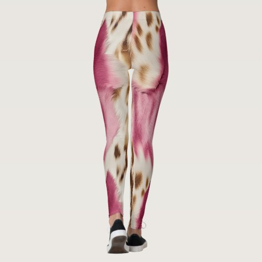 Stilvoll Girly Pink White Gold Zebra Leggings (Rückseite)