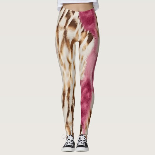 Stilvoll Girly Pink White Gold Zebra Leggings (Vorderseite)