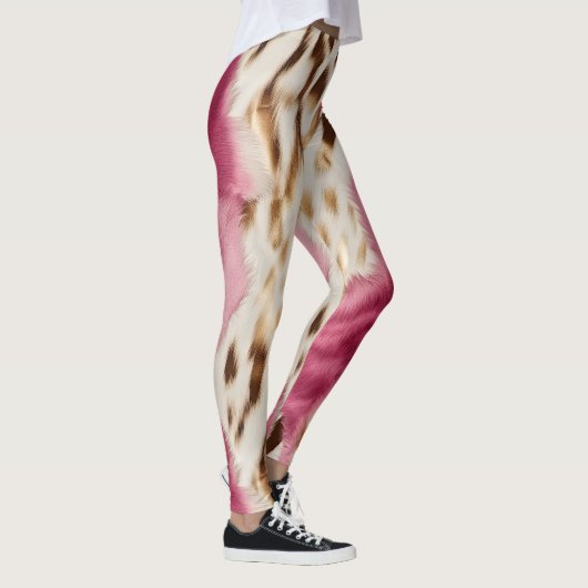 Stilvoll Girly Pink White Gold Zebra Leggings (Rechts)