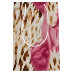 Stilvoll Girly Pink White Gold Zebra Mittlere Geschenktüte