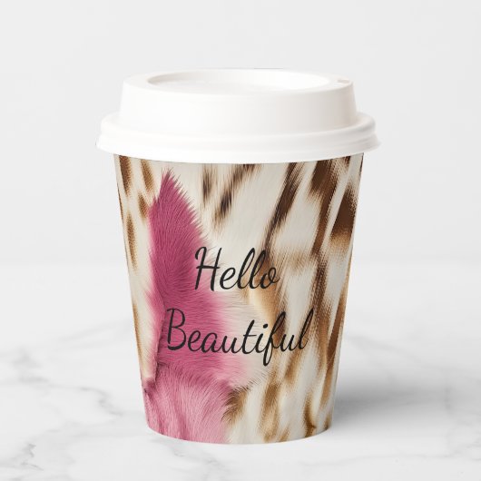 Stilvoll Girly Pink White Gold Zebra Pappbecher (Vorderseite)