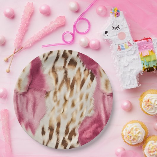 Stilvoll Girly Pink White Gold Zebra Pappteller (Party)