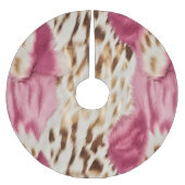 Stilvoll Girly Pink White Gold Zebra Polyester Weihnachtsbaumdecke (Vorderseite)