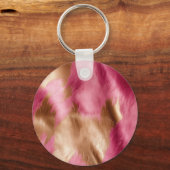 Stilvoll Girly Pink White Gold Zebra Schlüsselanhänger (Rückseite)