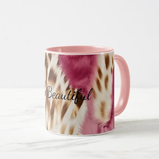Stilvoll Girly Pink White Gold Zebra Tasse (VorderseiteRechts)