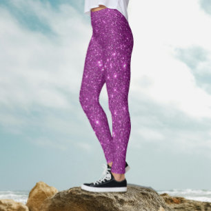 Stilvoll Glam Magenta Lila Sparkle Glitzer Party Leggings