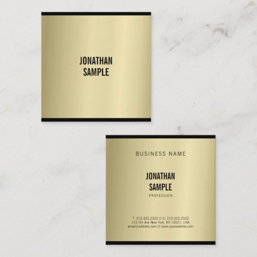Stilvoll glamouröses Gold Look Moderner Schlichter Quadratische Visitenkarte (Vorne/Hinten)