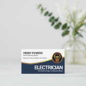 Stilvoll Gold Blue Wave Gold Bulb Elektrischer Visitenkarte (Stehend Vorderseite)