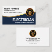 Stilvoll Gold Blue Wave Gold Bulb Elektrischer Visitenkarte (Vorne/Hinten)