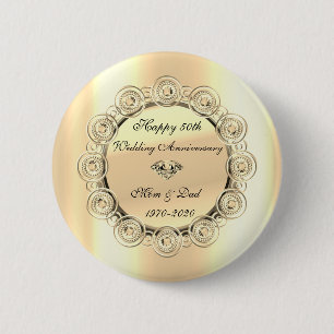 Stilvoll Gold Diamanten 50. Hochzeitstag Button