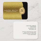Stilvoll / Gold Glitzer / Monogramm Visitenkarte (Vorne/Hinten)
