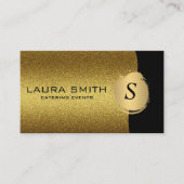 Stilvoll / Gold Glitzer / Monogramm Visitenkarte (Vorderseite)