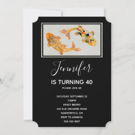 Stilvoll Gold Koi Fish Geburtstag Einladung