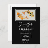 Stilvoll Gold Koi Fish Geburtstag Einladungspostkarte (Vorne/Hinten)