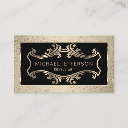 Stilvoll Gold und Schwarz Visitenkarte (Vorderseite)