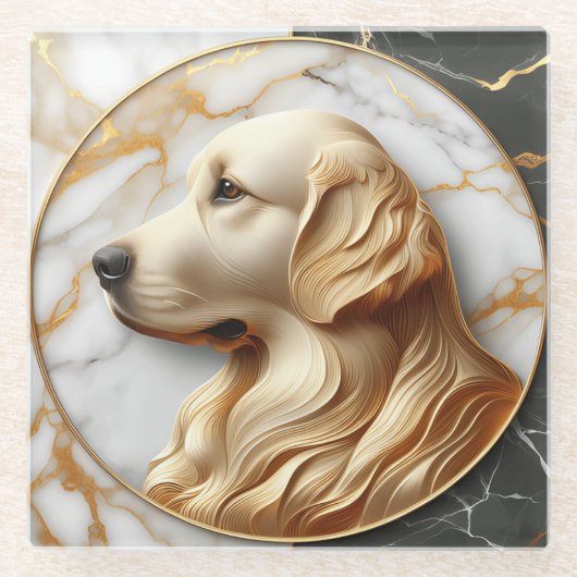 Stilvoll Golden Retriever Marmorschlauch Harmonie Glasuntersetzer (Vorderseite)