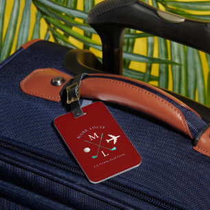 Stilvoll Golfer Club Monogram dunkelrot Gepäckanhänger