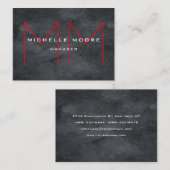 Stilvoll grau riesige rote Monogram modern Visitenkarte (Vorne/Hinten)