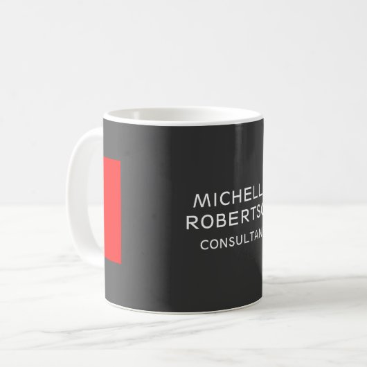 Stilvoll grau-rot Minimalistisch Moderne Kaffeetasse (Vorderseite Links)