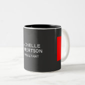 Stilvoll grau-rot Minimalistisch Moderne Zweifarbige Tasse (VorderseiteRechts)