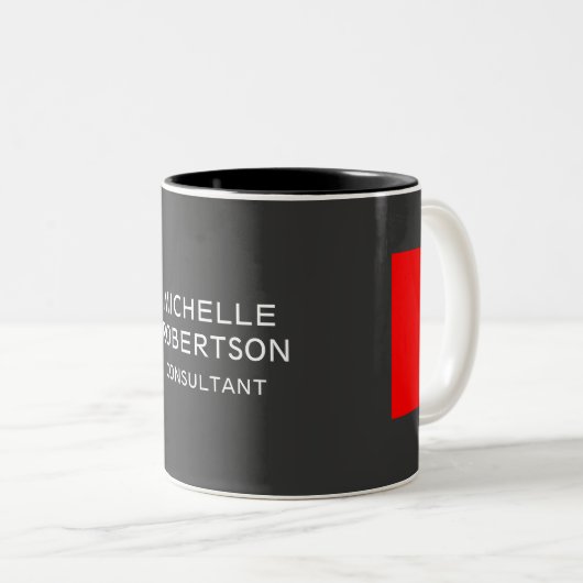 Stilvoll grau-rot Minimalistisch Moderne Zweifarbige Tasse (VorderseiteRechts)