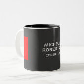 Stilvoll grau-rot Minimalistisch Moderne Zweifarbige Tasse (Vorderseite Links)